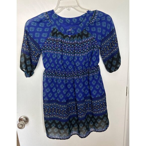 Route 66 Girls Blue Patterned Boho Dress Size L 10/12 - Picture 1 of 6